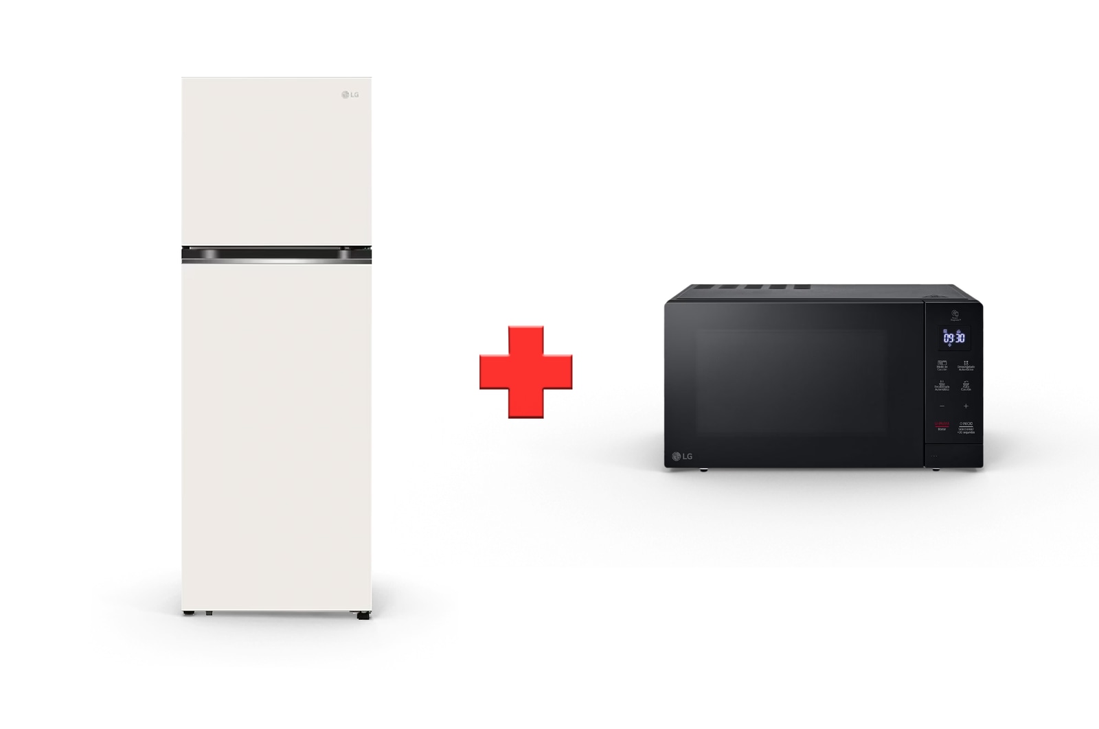 Vista frontal de Combo Nevera - 335lts -DoorCooling & Microondas - 30lts - NeoChef Slim VT34BPB.MS3032J